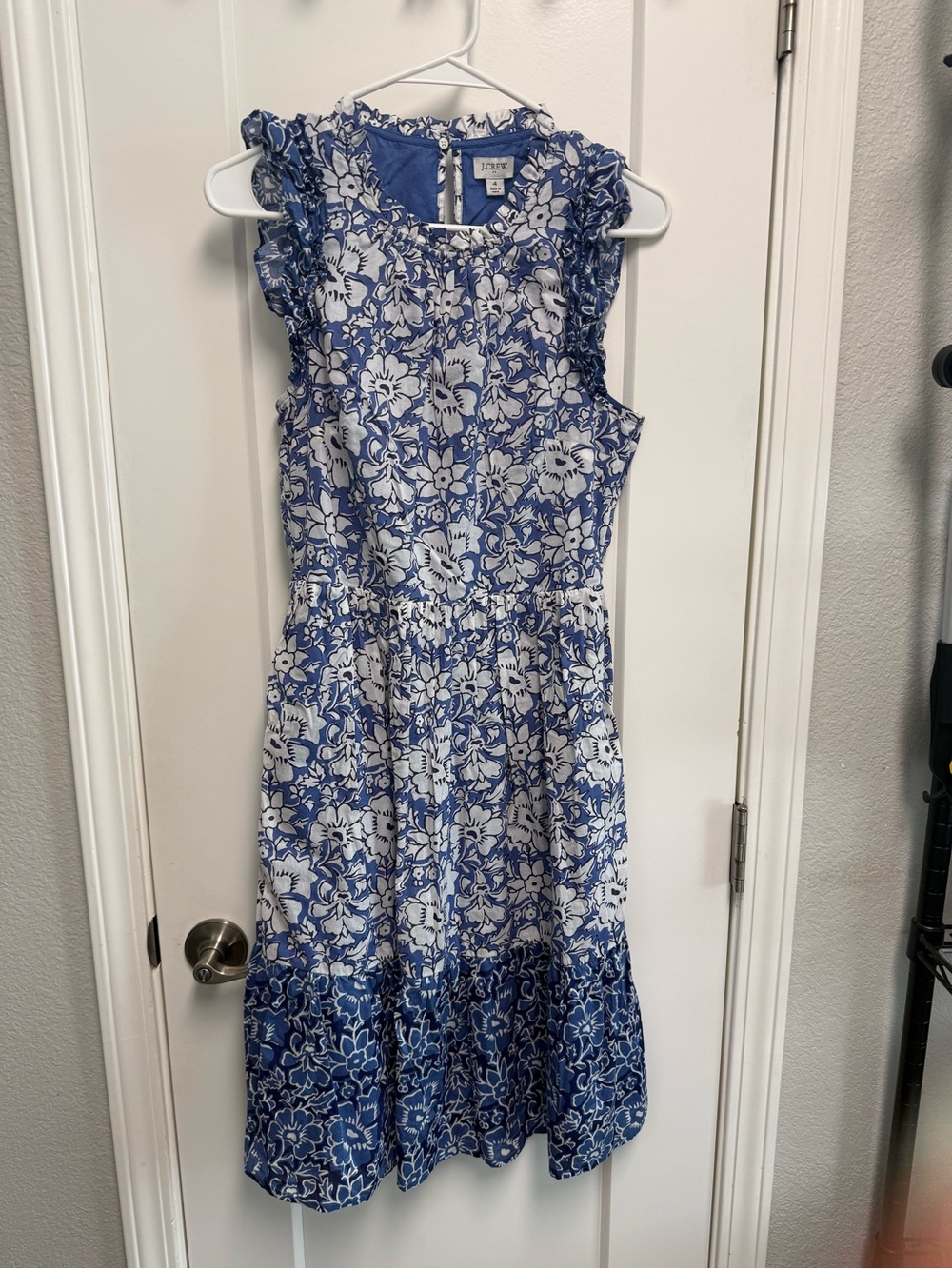J. Crew Blue and White Floral Midi Dress
